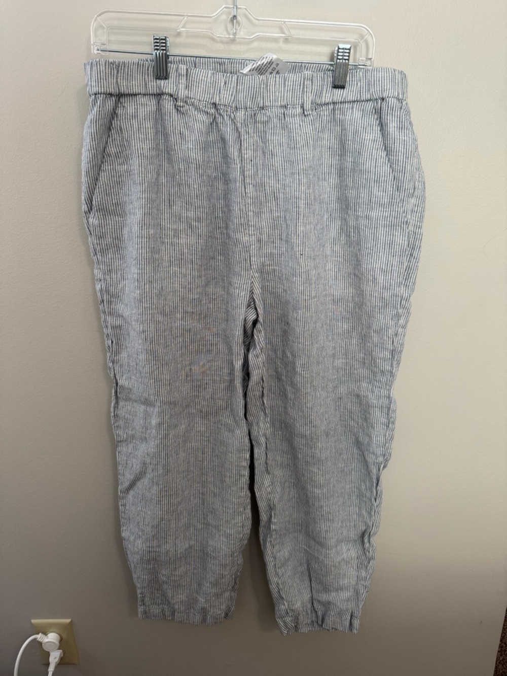 Womens Quince 100% Linen Elastic Waist Pants Size L